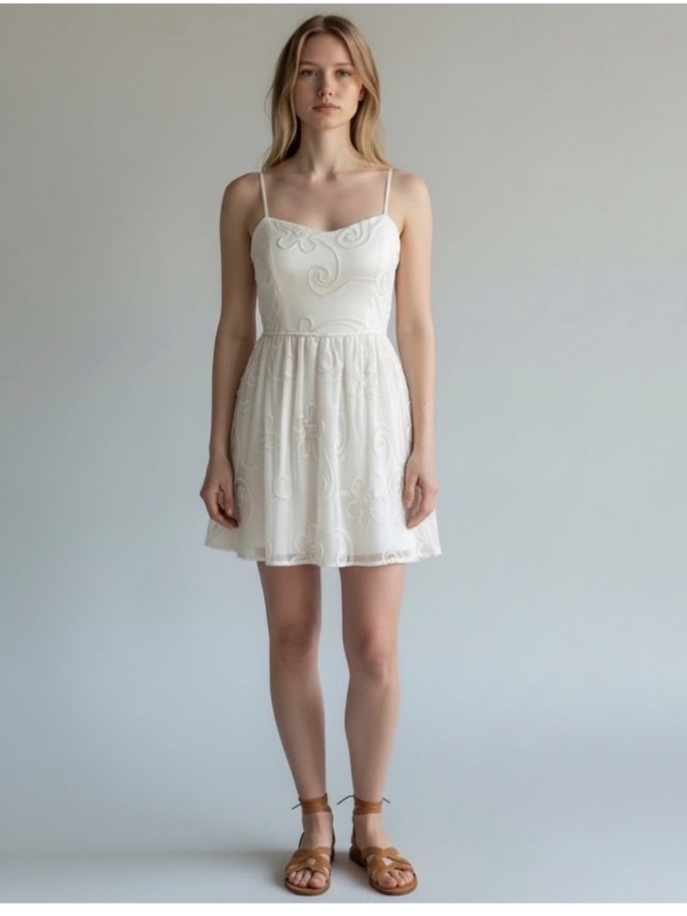 Band of Gypsy cream ethereal bridal embroidery sleeveless dress size extra large